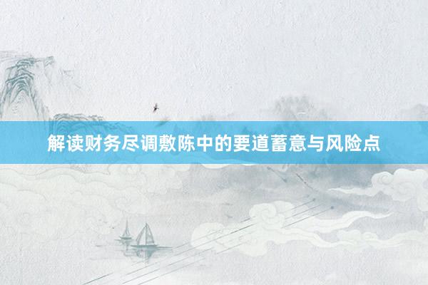 解读财务尽调敷陈中的要道蓄意与风险点